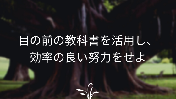 目の前の教科書を活用し、効率の良い努力をせよ