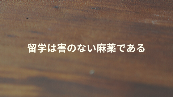 留学は害のない麻薬である